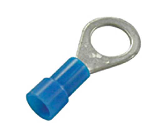#6 wire x 3/8 stud ring connector terminal, non-insulated